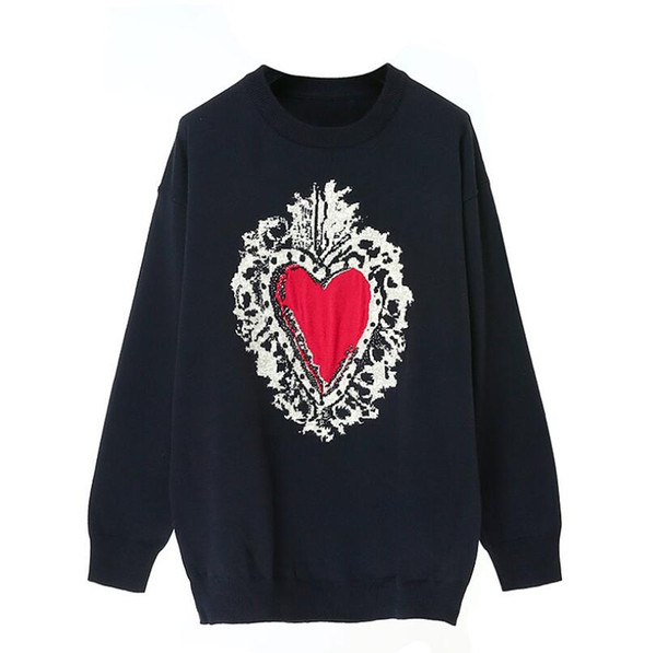 Pull Sweater Women Medium Long Casual Plus Size Knitted Pullover Feminino Elegant Female Heart Cute Knitting Sweaters