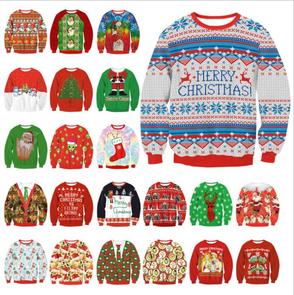 Fast to Netherlands NEW Santa Claus Xmas Patterned Sweater Ugly Christmas Sweaters Tops For Men Women Pullovers Blusas