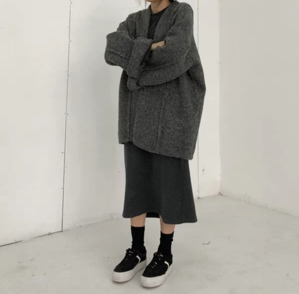 Lazy sweater jacket Korean version of 2008 winter wear new loose chic long sleeve knitted cardigan thick