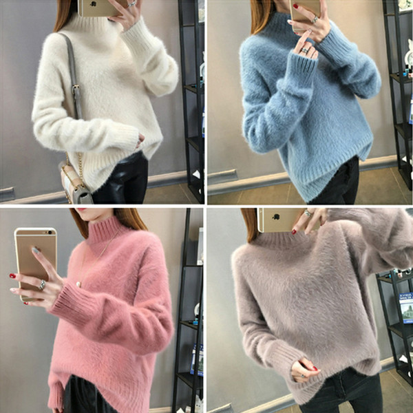 Warm Mink Cashmere Soft Sweaters and Pullovers Women Autumn Winter Sweater Turtleneck Sueter Mujer Pull Femme pullover Tops FS5703