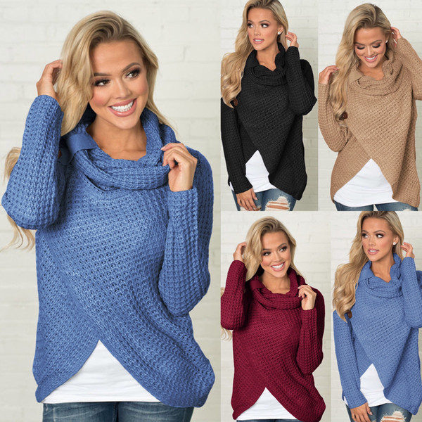 Irregular Women Sweaters Knitted Long Sleeve Causal Women Fashion Street Top Clothing With Button Front Female Sweaters