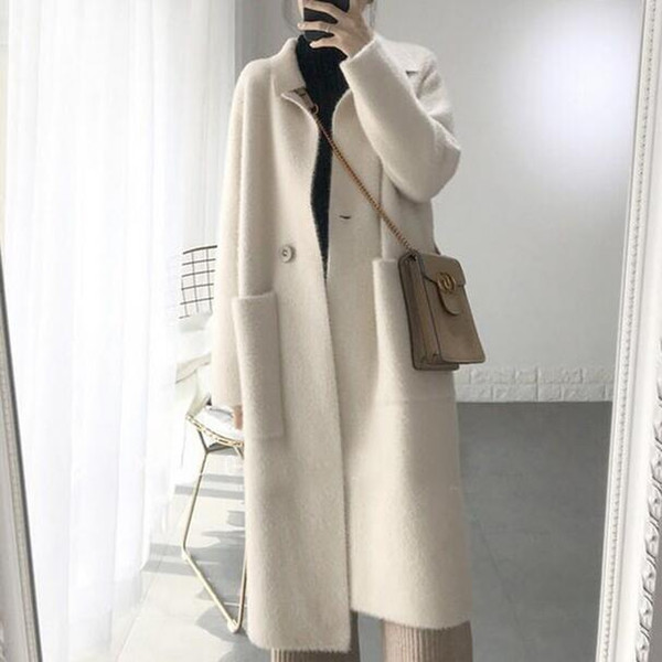 genuine mink cashmere sweater women pure cashmere cardigan knitted mink jacketn winter long fur coat free shipping 2019 DC486