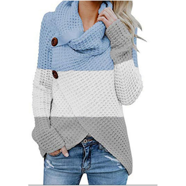 Fashion Womens Designer Sweaters Long Sleeve Turtle Neck Ladies Clothing Striped Print Female Color Matching Sweaters