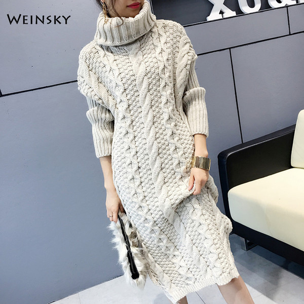 Women Long knitted Sweater And Pullovers Fashion Ladies Sweater Casual Women Turtleneck Jumpers Sweaters Winter 2019