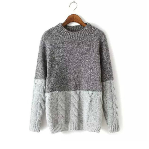 YANQIN 2018 New Product Woman's Knitting Sweater O-neck Color Matching Autumn And Winter Thickness Loose Pullovers Sweater