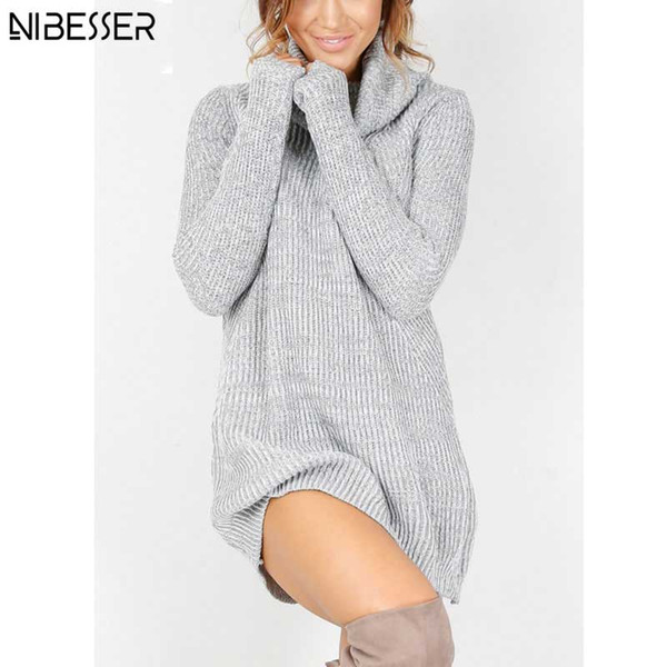 Winter Long Sweater Dress Women's Turtleneck Sweaters Pullover Female Knitted Lady's Sweater Pullover Women Solid Turtleneck