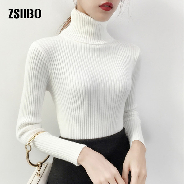 Winter Women's Sweater Long Sleeve Elastic Knit Large Size S-3XL New Turtleneck Solid Color Long Sleeve Casual new Sweater