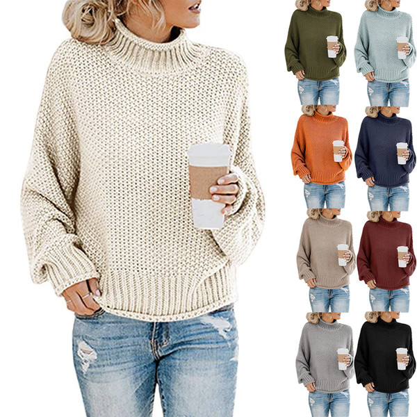 Maikun Brand New Women Fashion Thick High Collar Pullover Solid Color Sweater 11 Colors 6 Sizes