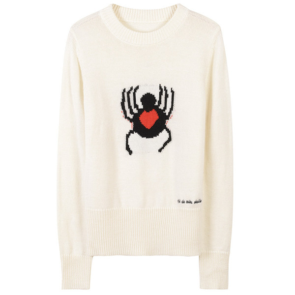 White Long Sleeves Red spider Embroidery Women's Sweaters Brand Same Style Pullovers Women DH081432