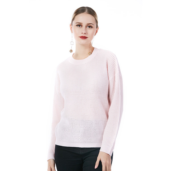 Beauty Garden Fashion Solid Women Pink Sweater Long Sleeve O-Neck Pullover Tops Casual Sweater Female