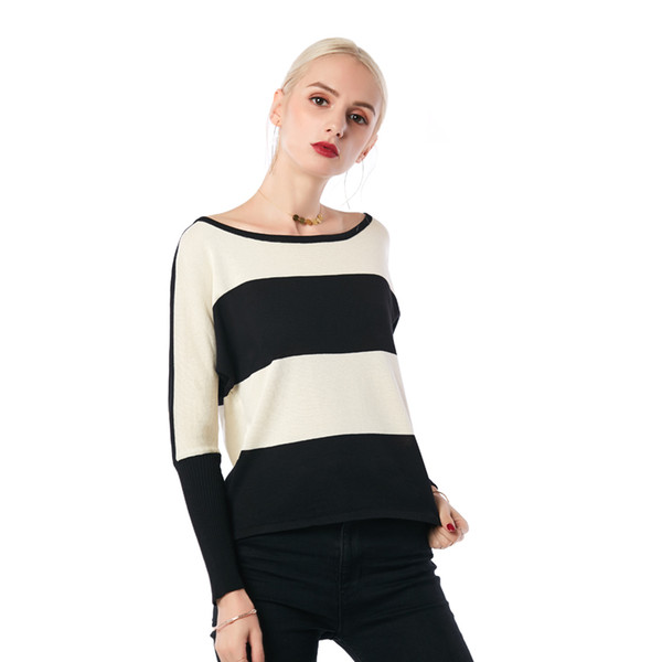 Beauty Garden Women Sweater New Fashion Womanly Long Sleeve Casual Autumn O-collar Women Striped Pullover Sweater