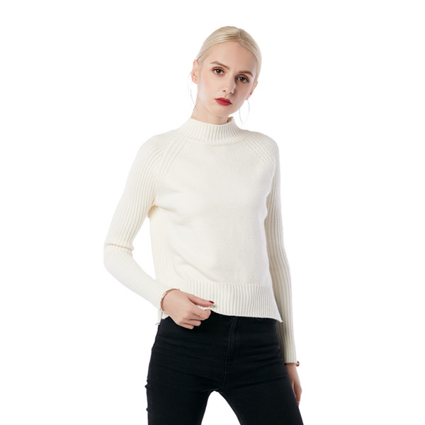 Beauty Garden Women Knits New Fashion Womanly Long Sleeve Solid Sweater Casual Autumn Half-collar Women Sweater