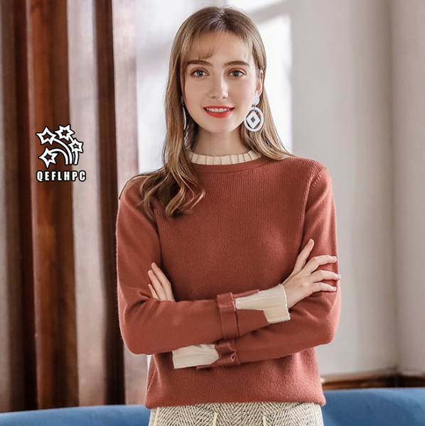 2018 Fashion casual ladies blouse Round collar Knitted sweater Winter and spring Keep warm Irregular Women Sweaters Long Sleeve Crew Neck A3