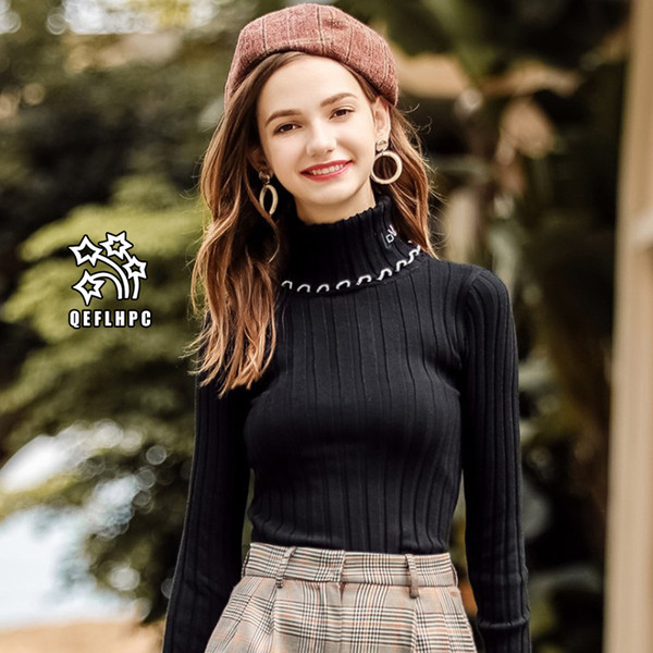 2018 Fashion casual ladies blouse Round collar Knitted sweater Winter and spring Keep warm Women Sweaters Long Sleeve Turtle-Neck AKF79021