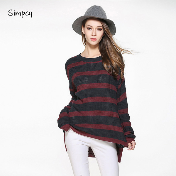 New Sale Full Poncho Simpcq Pullovers Striped Knitted Woman Autumn Cozy Sweaters Made In Wholesales Drop Shipping M0716