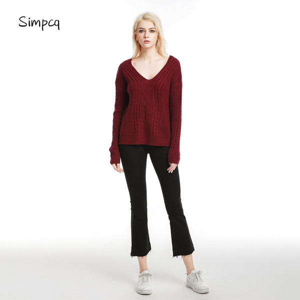 Pullover Jumper Woman Knitted Sweater Spring Warm Sexy Female Criss-cross Six Colors Hundreds Of Style Casual Clothing