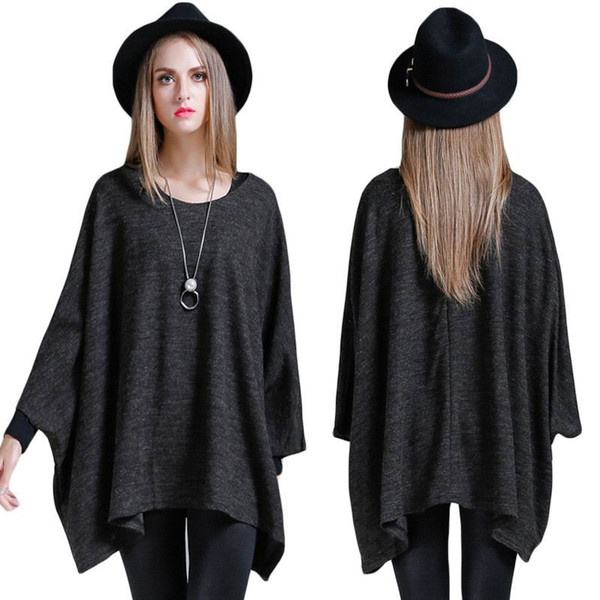 Pydownlake 2019 Women Sweater Autumn Spring Long Batwing Sleeve Cardigans Solid Color Femal Casual Loose Sweaters.