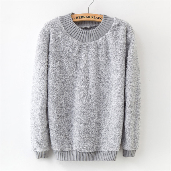 Europe America High-quality Women's Sweater Pullover Loose Fleece Solid Color Large Size Women Sweaters Autumn Winter New