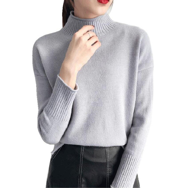 2018 Korean Fashion Women Sweaters and Pullovers Sueter Mujer Turtleneck Solid Slim Sexy Elastic Women Tops Female Knitwear