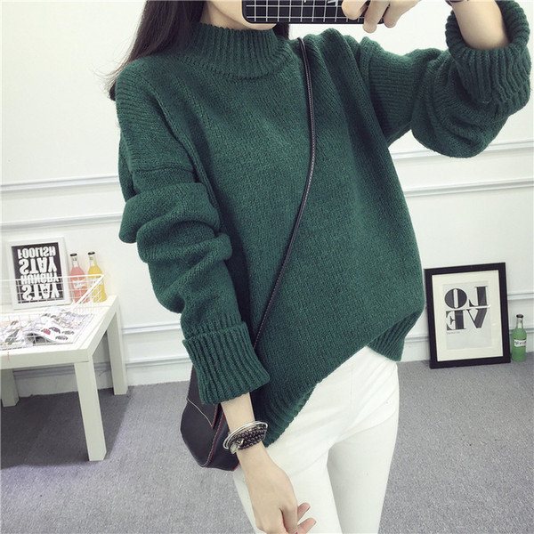 Thicken Sweater Female Autumn Winter Cashmere Knitted Women Lantern Sleeve Sweater and Pullover Female Tricot Jersey Jumper Pull Femme