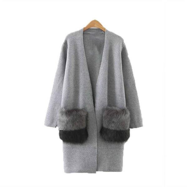 Winter clothes women Winter tops for women invierno 2018 womens sweater cardigan Office Lady Long Cardigans Faux fur pockets