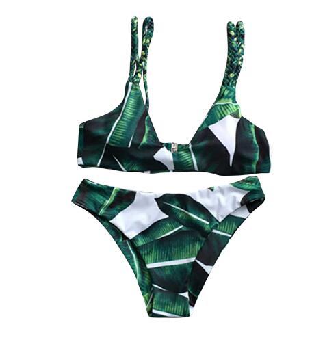 Womens Bikini Set Sexy Leaves For Rope Swimsuit Push-up Swimwear Female Brazilian Bikini set Bandeau Summer Beach Bathing Suit