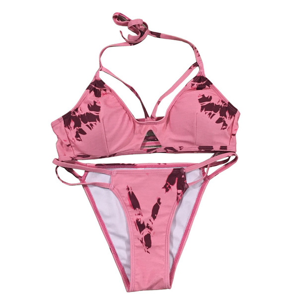 monokini sexy swimwear bikini for Women Padded Sexy Halter Print Bikini Two-Piece Bathing biquini cintura alta estampa #7