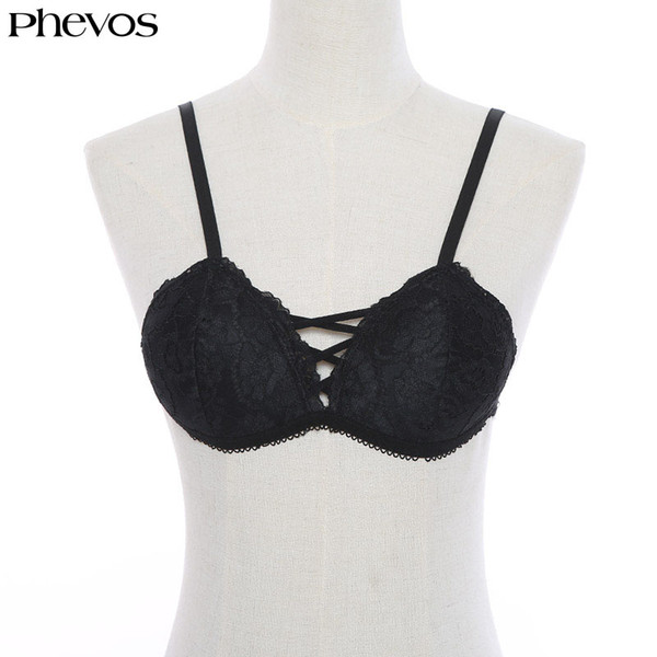 Phevos Floral Lace Bras Women Sexy Black Wire Free Adjusted Straps Bra Backless Plus Size Underwear Lenceria Femenina Brassiere