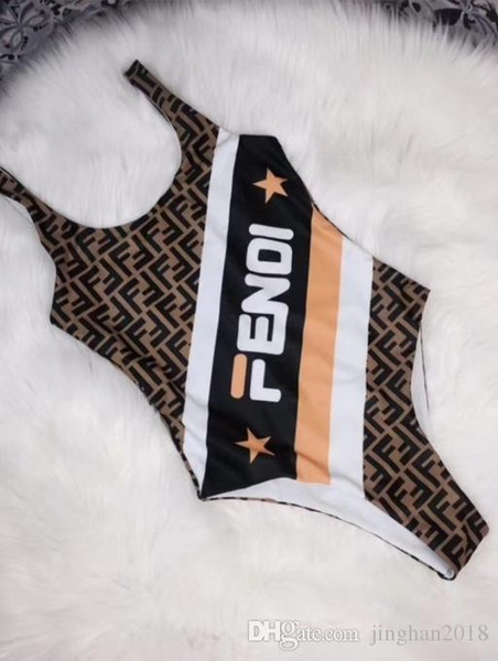 2019 Sexy Backless Women Bikini F Letter Printed Bathing Suit for Lady Outdoor Swim Wear