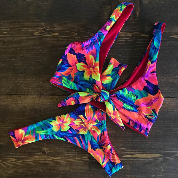 In-X Weave bandage bikini Sexy swimsuit with flowers Triangle swimwear women bathers Beach wear bathing suit Two-piece suit