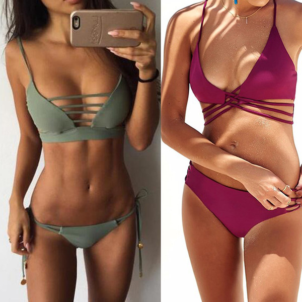 Bikini Sexy Swimwear Women Swimsuit Bikini Set Cross Bandage Beach Bathing Suit Low Waist Swimsuit Push Up Brazilian Suit