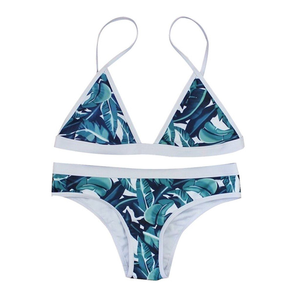 Lady Bikini Separate Summer Swimsuit with Suspender Printing Swimwear Two Piece Swimsuit Push Up Bikini Set #YL1