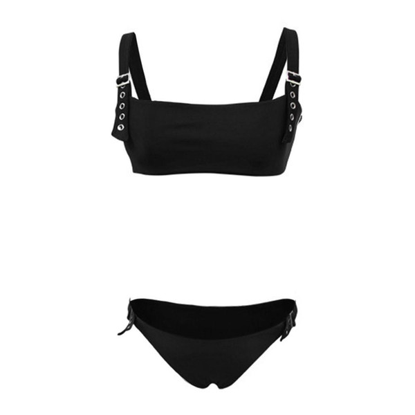 Women Square Collar Adjustable Strap Solid Bikini Fashion Bottom Wire Free Set Yes Summer Swimsuit Beach