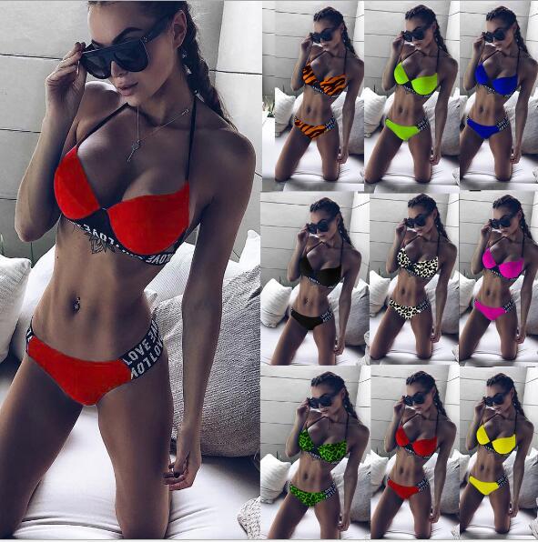 high quality women LOVE letter 2 pieces set sexy bikini Fashion Bikini Swimming Suit Swimwear 19C272