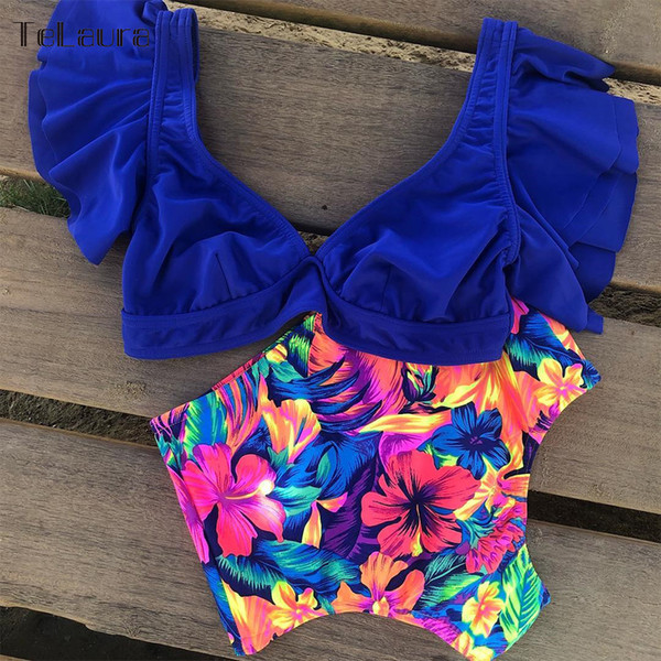 Ruffle High Waist Bikini Swimwear Women Swimsuit Push Up Bikinis Women Biquini Print Swimsuit Female Beachwear Bathing Suit