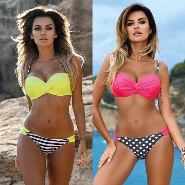 2017 New Swimwear Women Bikini Candy Colors Swimsuits Bathing Suit Push Up Bikini Set Plus Size Swimwear Female Biquinis