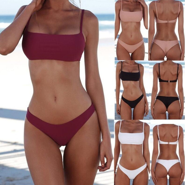 Sexy Swimwear Bathing Bikini Set Padded Bandage Bra Push-up Suit Swimsuit Women 6 Colors Plus Size XXL