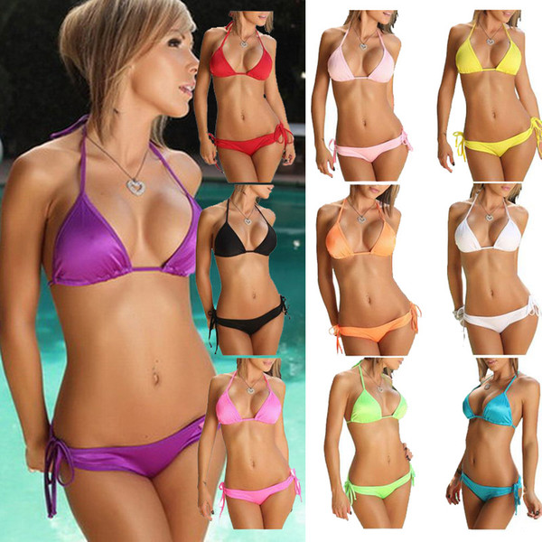 2016 Sexy bikinis 600pcs=300set women swimsuits Swimsuit sexy lady Triangle bikini Sexy Bandage bikinis CHEAP Dm004 By DHL