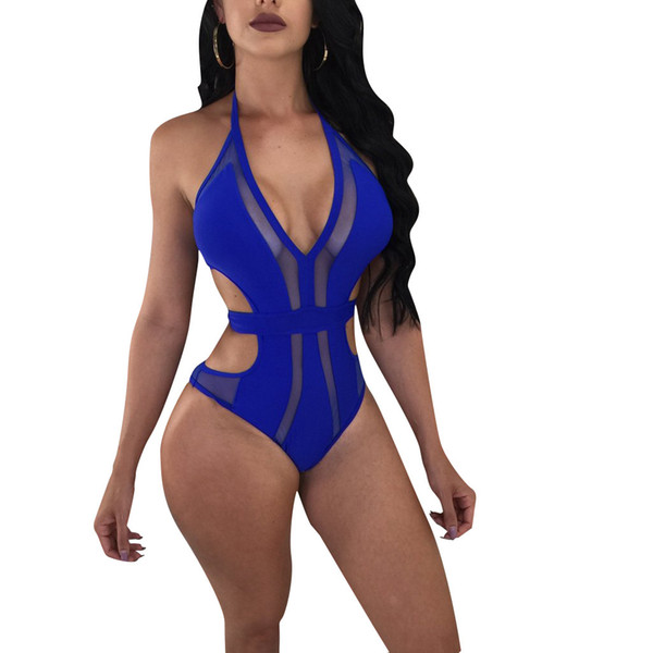 Women One Piece Bikini Summer Hollow Out Designer Bikinis Halter Sexy Swimwear Playsuits