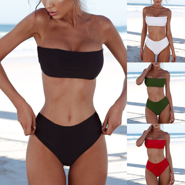 11Colors S~XL Women Two Piece Bikini Bathing Suits Swimsuit Outfits Swimwear Summer Dresses Women Clothes Bodysuit Boob Tube Womens Tops