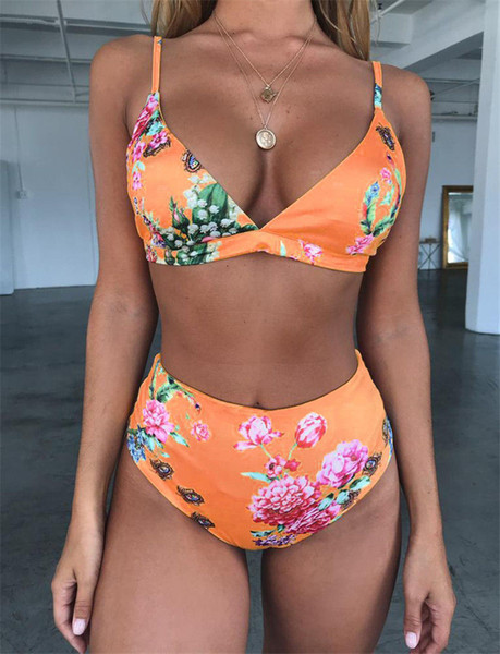 Explosive animal leopard high waist split swimsuit Snake pattern bikini European and American foreign trade B51-1