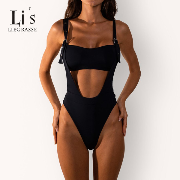 Li's Liegrasse New 2019 Solid One-piece Swimsuit Womens Swim Wear Bathing Suit Women One Piece Swim Suit Lace Up Swimsuit