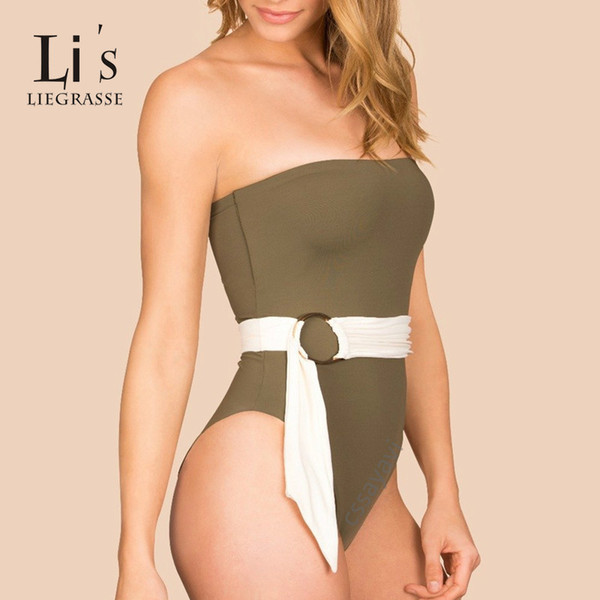 Li's Liegrasse One Piece Swimsuit Rayon Swimwear Women One Piece Solid Women's Swimsuits Bandage Bikini Tankini Swimsuits Women