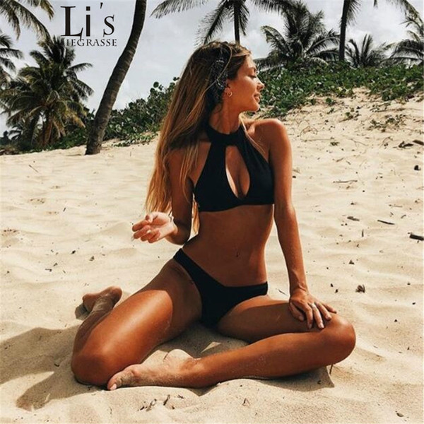 Li's LIEGRASSE Swimwear Women 2018 Swimsuit Female Swimwear Female Swimsuit High Neck Bikini