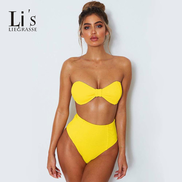 Li's LIEGRASSE Swimsuit Bikini Women's Swimsuits High Waist Swimsuit Bandeau Swimwear Mini Bikini Girl Sexy Strapless Bikini