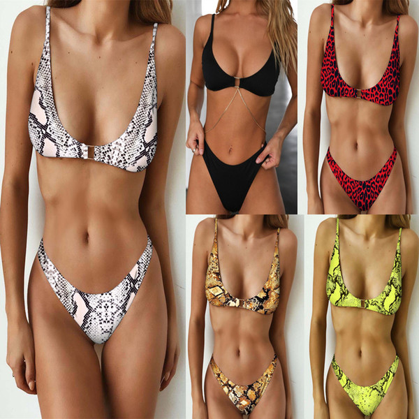 Sexy Leopard Set Push-Up Padded Bra Beach Bikini Set Swimsuit Swimwears Enchanting Women's Swimsuits Print Bikini MMA1768