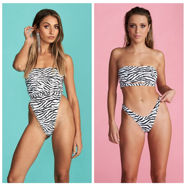 Zebra Striped Print Bikinis Hollow Out Low Waist Swimwear Women Swimsuit zebra striped one-piece swimsuit bikini MMA1767