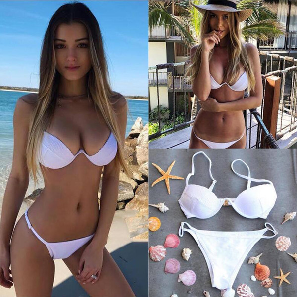 Mini Micro thong strappy Low waist bikini mujer feminino sexy swimsuit plus size swimwear women Solid Biquin with underwire