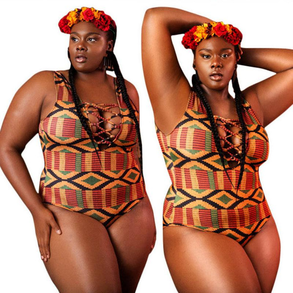 2017 new African style Oversized Sleeveless Plus Size Womens One Piece Swimwear Beachwear Leotard Monokini Bikini