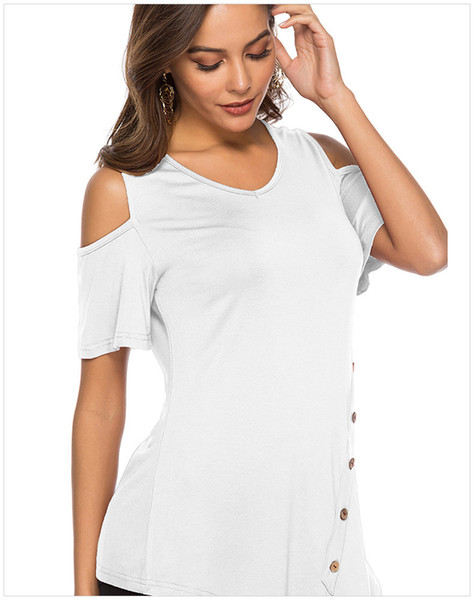 White T-shirt Female Short Sleeves New Summer Round Collar Loose Irregular Hem Tops Fashion Female Popular Trend Style jooyoo